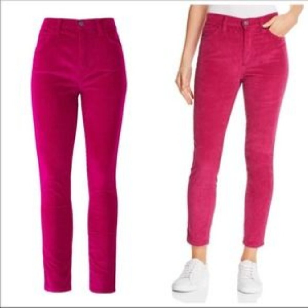 Current/Elliott High Waist Stiletto Cords In Aster Size 26 Magenta Crop Skinny